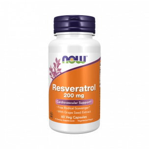 NOW Resveratrol 200 mg, 60 капсул