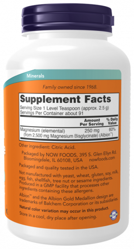 NOW Магниq Бисглицинат, 227 грамм