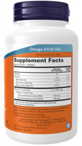 NOW Ultra Omega-3 Fish Oil 500 EPA/250 DHA, Ультра Омега-3 Фиш Ойл 500 ЭПК/250 ДГК, 90 капсул