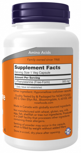 NOW L-Phenylalanine 500 mg, L-Фенилаланин 500 мг, 120 капсул