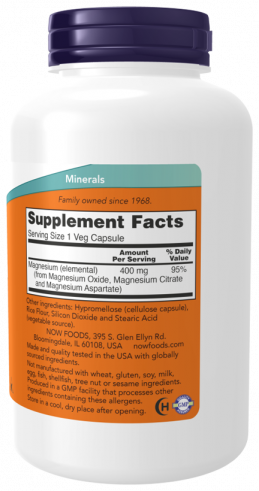 NOW Магний, 180 капсул