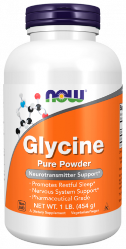NOW Glycine Pure Powder, Глицин Чистый Порошок, 454 грамма
