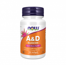 NOW A&amp;D 10000/400 IU, 100 капсул
